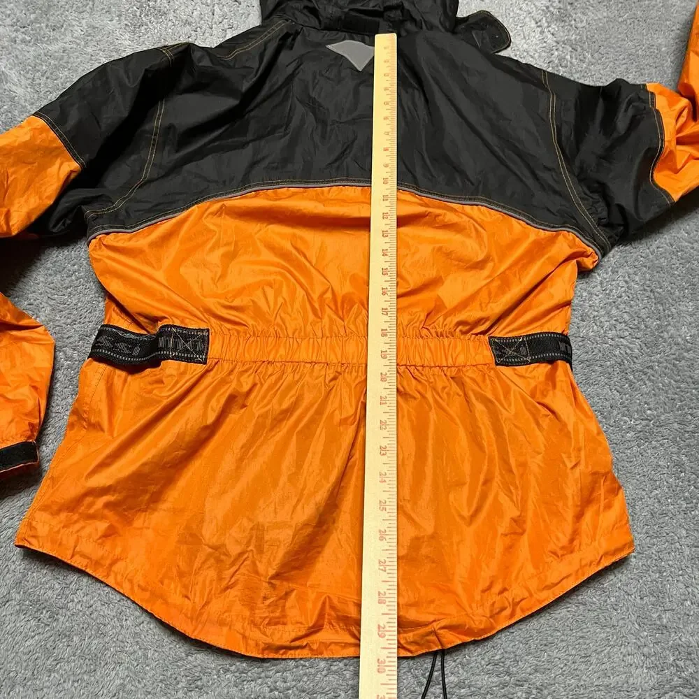 Mossi Jacket Mens Large Orange Black Motorcycle Biker Hooded Riding